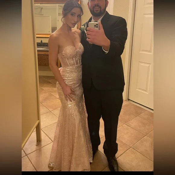 Sherri Hill | Dresses | Sherri Hill Light Pink Corset Top Sheer Formal  Sequined Dress Style 5499 | Poshmark